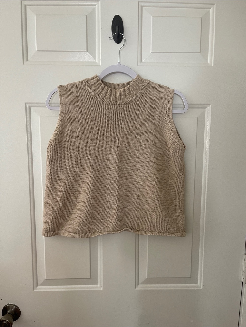 CJ Banks Tan Knit Sleeveless Sweater Vest